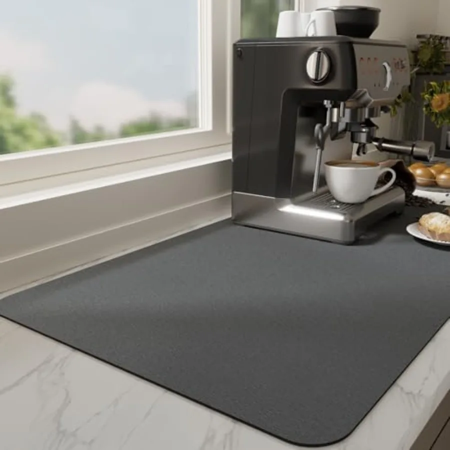 

Absorbent Coffee Mat, Stain Hiding PU Leather Surface, Non-Slip Natural Rubber Backing, Quick Dry Mat for Espresso Machine, Kit