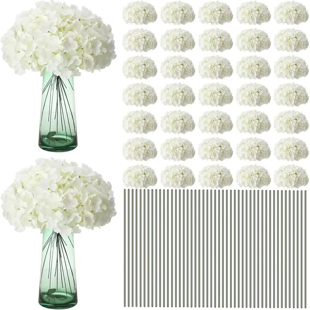 

White Artificial Hydrangea Stems - 300 Pieces for Wedding Centerpieces, Bouquets, and Home Decor