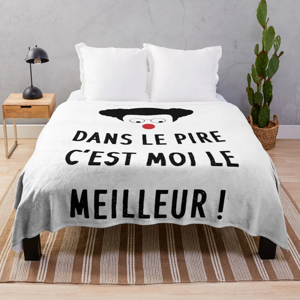 

Coluche - At worst, I'm the best! Comic humor quote Throw Blanket Vintage Luxury Designer Blankets