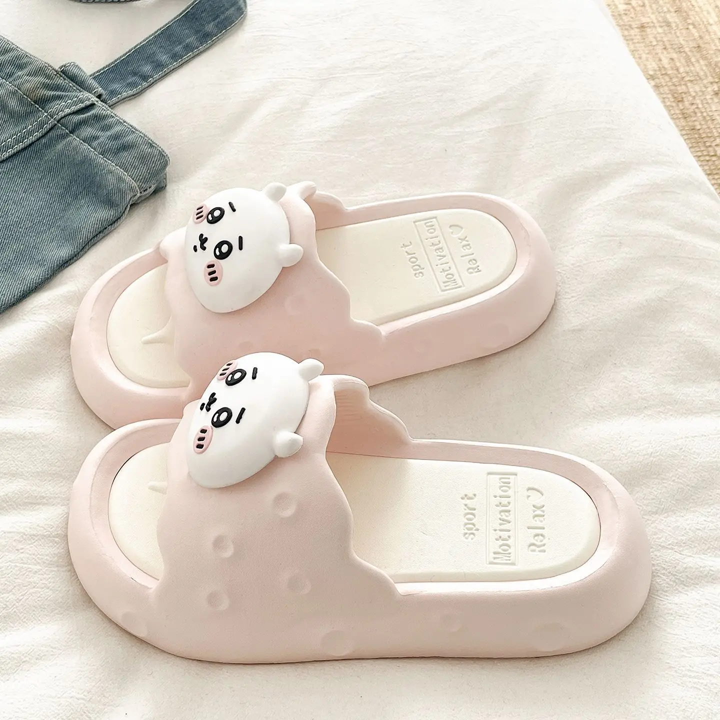 Anime Summer New Anime Eva Removable Flip Flop Female Wear Outside Comfortable Versatile Sandals Girl Chiikawa Hachiware Usagi