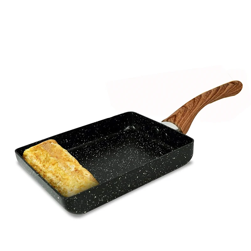 Japanese Omelette Pan Nonstick Tamagoyaki Pan Omelette Frying Pan with Wooden Handle Breakfast Pancake Egg Pan Kitchen JT