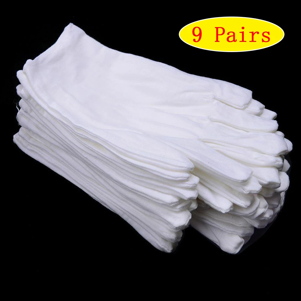 White Cotton Work Gloves For Dry Hands Handling Film SPA Gloves Ceremonial High Stretch Gloves Household Cleaning Tools