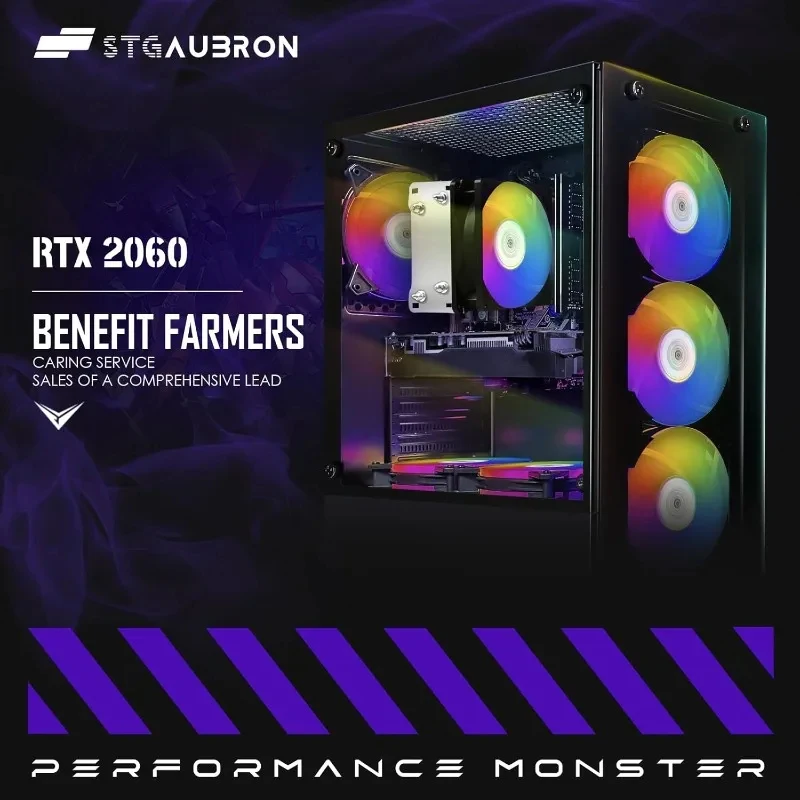 Gaming PC Computer Desktop, GeForce RTX 2060 6G, Ryzen 5 2600 up to 3.9G, 16G DDR4, 512G SSD, 600M WiFi, BT 5.0, R