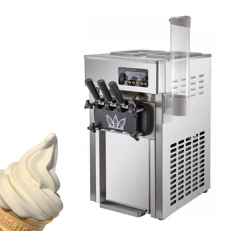 

Commercial Desktop Soft Ice Cream Machine 2+1 Mixed Flavors Ice Cream Makers Machine Digital Display Freezing Equipment