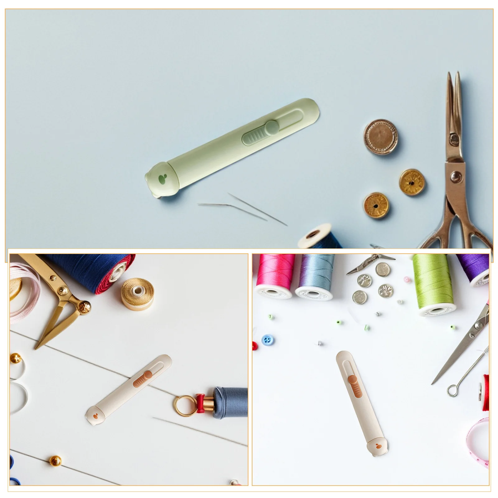 3pcs Seam Rippers 2 In 1 Needle Threader Stitch Remover Tool Cute Bear Design For Hand Sewing Quilting Embroidery Thread Puller