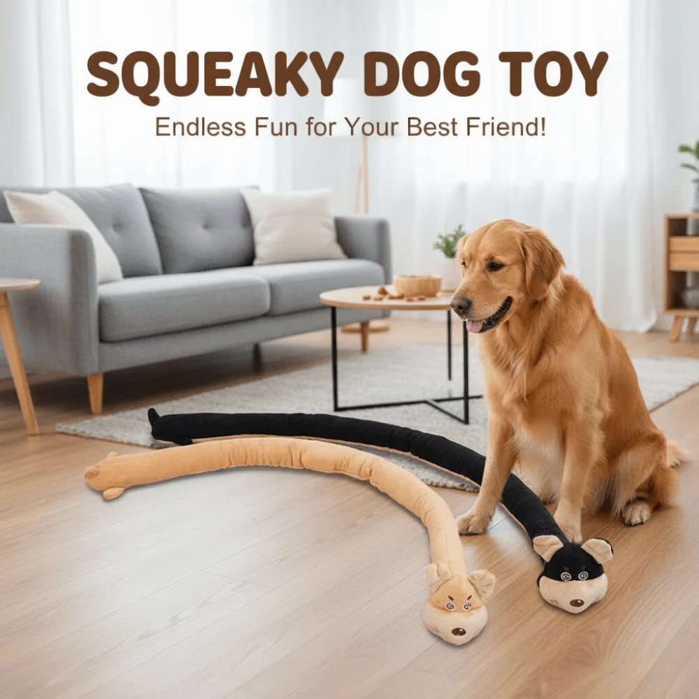 Cute Sausage Dog Squeaky Dog 94cm Cartoon Cleaning Tooth Chew Wear-resistant Bite-resistant Sound-making Puppy