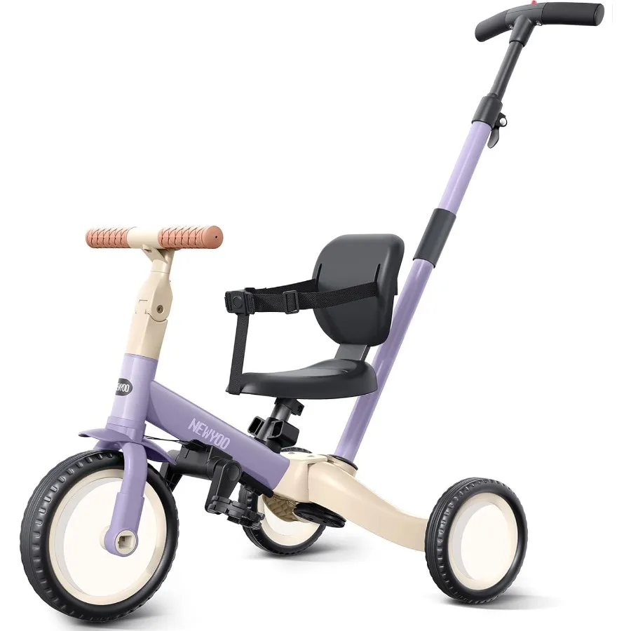 1～3歳向けのプッシュハンドル付き幼児用三輪車、幼児用自転車、男の子と女の子のための誕生日プレゼント、5 in 1キッズトライク、バランスバイク