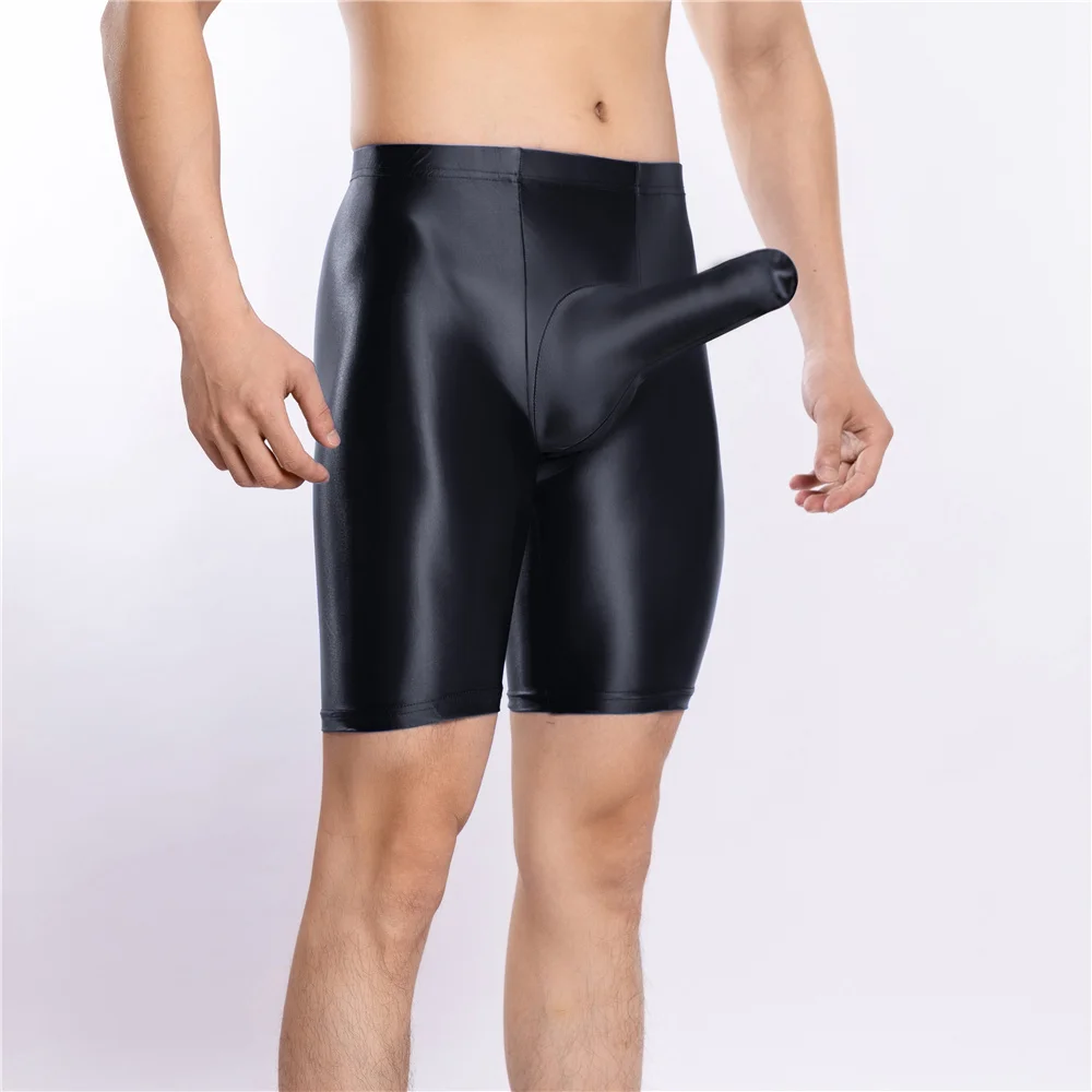 

Sexy Men Satin Smooth COCK Ring Boxer Gym Leggings U Convex Pouch Lingerie Shorts Slip Panties Elastic Pants Shapewear