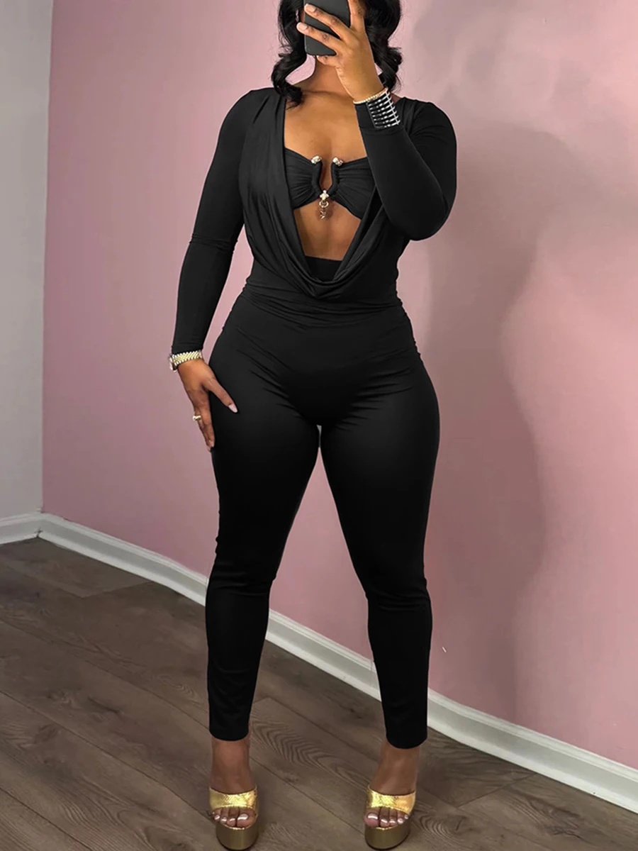 ZIML الصلبة سليم صالح مزاجه حللا للنساء ساحة طوق كم طويل عالية الخصر السراويل بذلة غير رسمية الإناث جديد