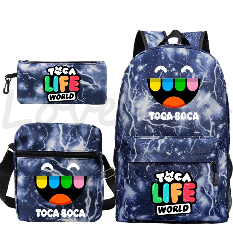 Imagem -04 - Toca Life World Game Schoolbag para Escola Mochila para Meninos e Meninas Bolsa de Anime Softback Viagem Moda Peças por Conjunto