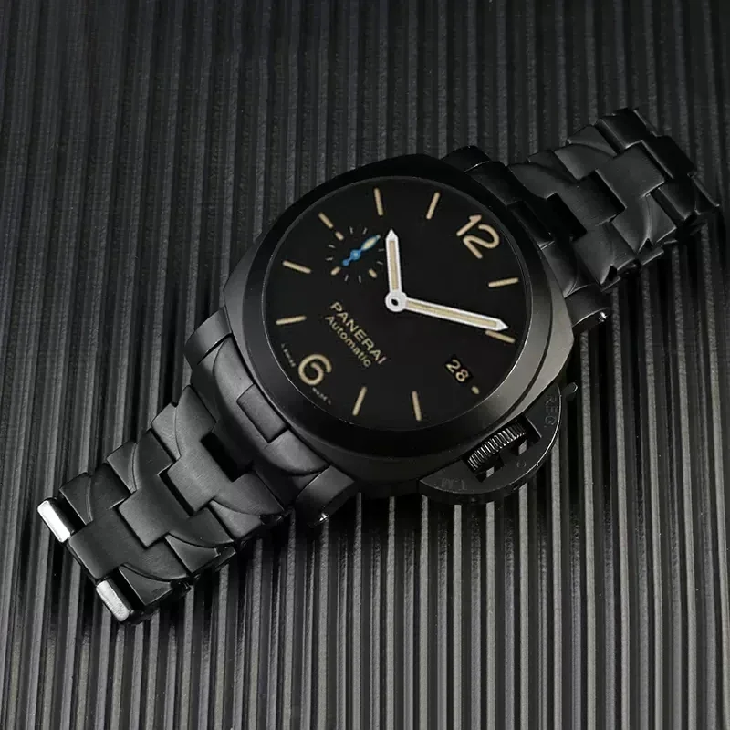 Solid Stainless Steel 24mm 22mm Steel Black Accessories for Panerai Luminor Series Pam441 111 Arc Interface Men Watch Straps