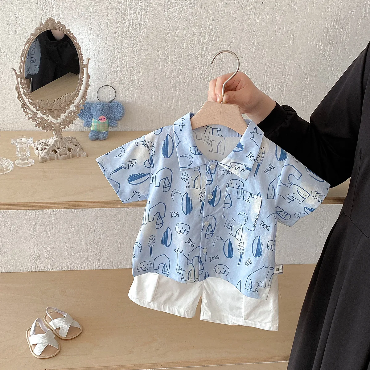 

Boy Baby Baby Shirt Short Sleeve Cotton Category A Summer 2025 New Summer Dress Cute Handsome Top