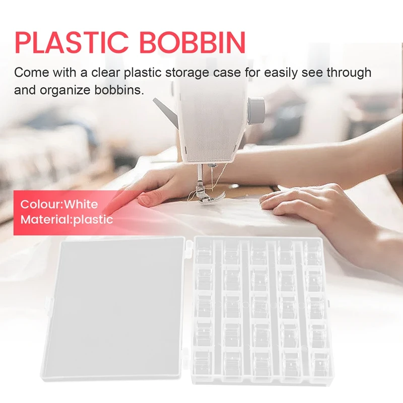 125 Pieces Clear Plastic Sewing Machine Bobbins With 5 Storage Case For Brother Singer Babylock Janome Kenmore