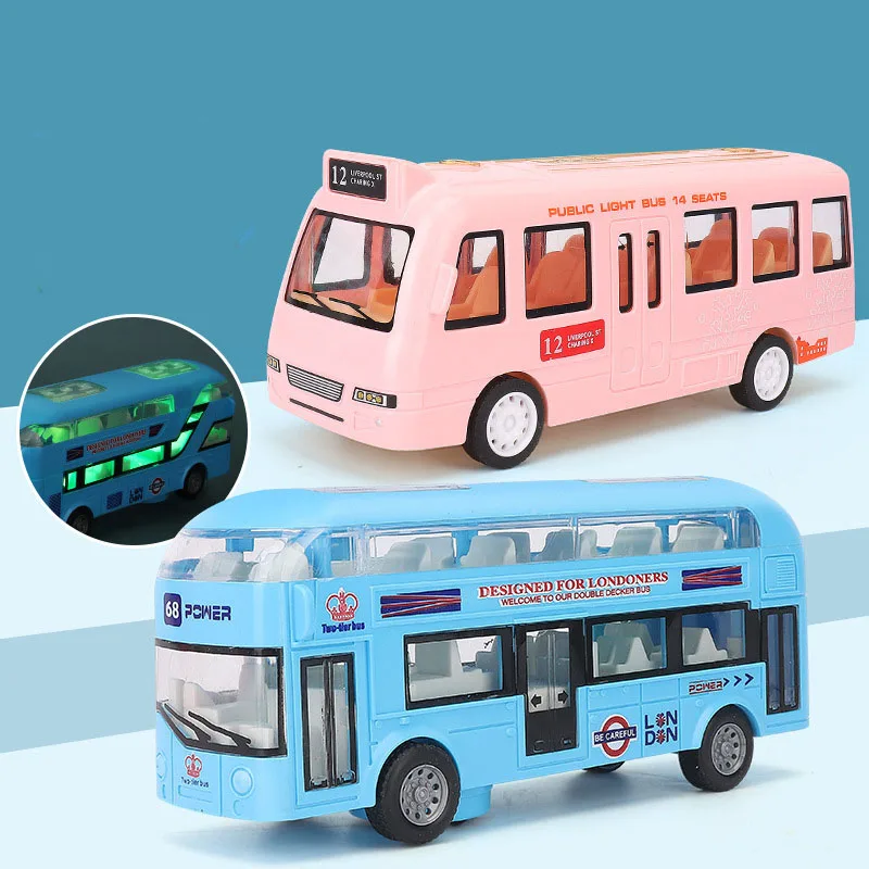 New Children's City Bus Double-decker Bus Car Toy Light Universal Walking Music Electric Car Simulation Car Toy Model Boy Gift