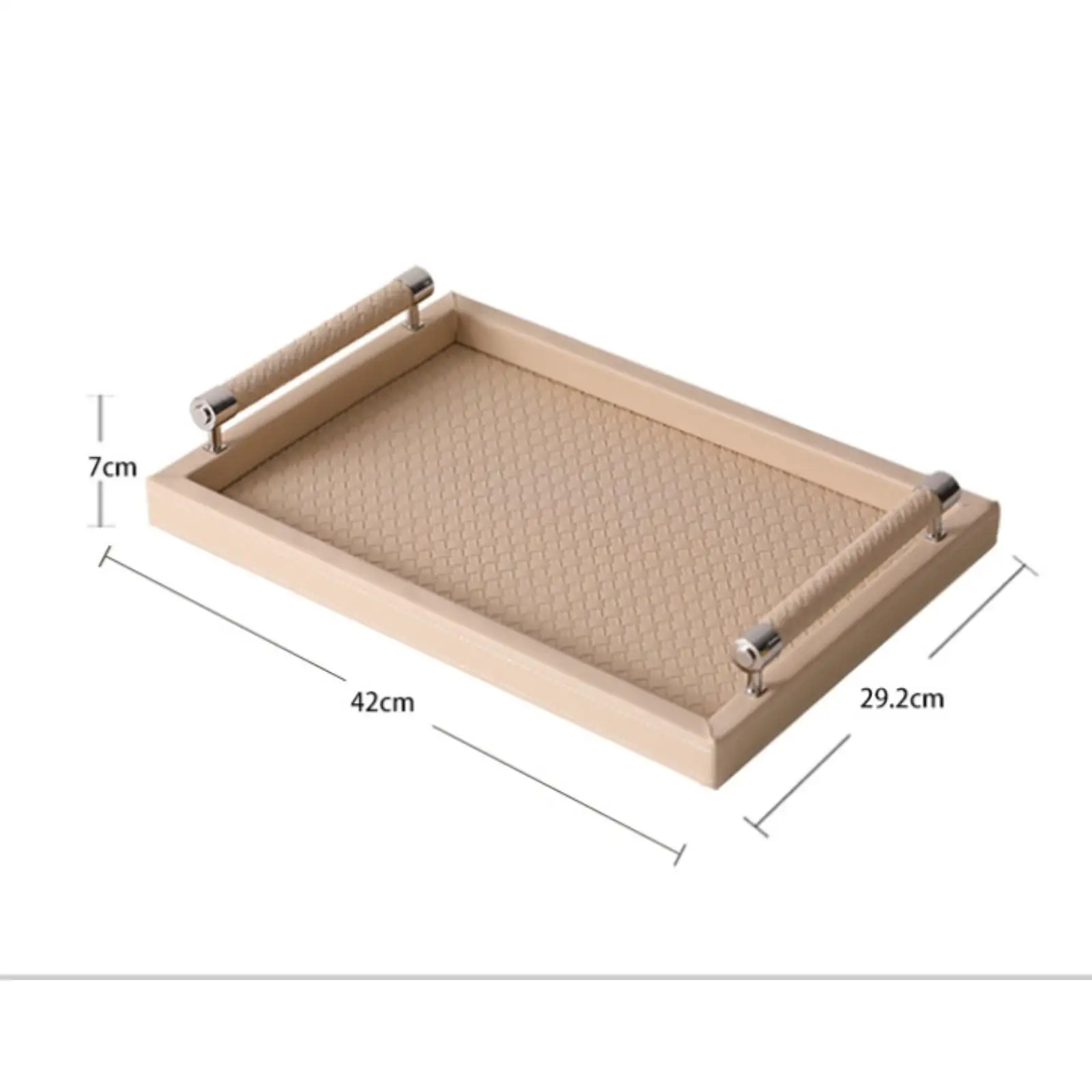 Rectangular Tray with Handles PU Leather Tableware Long-Lasting