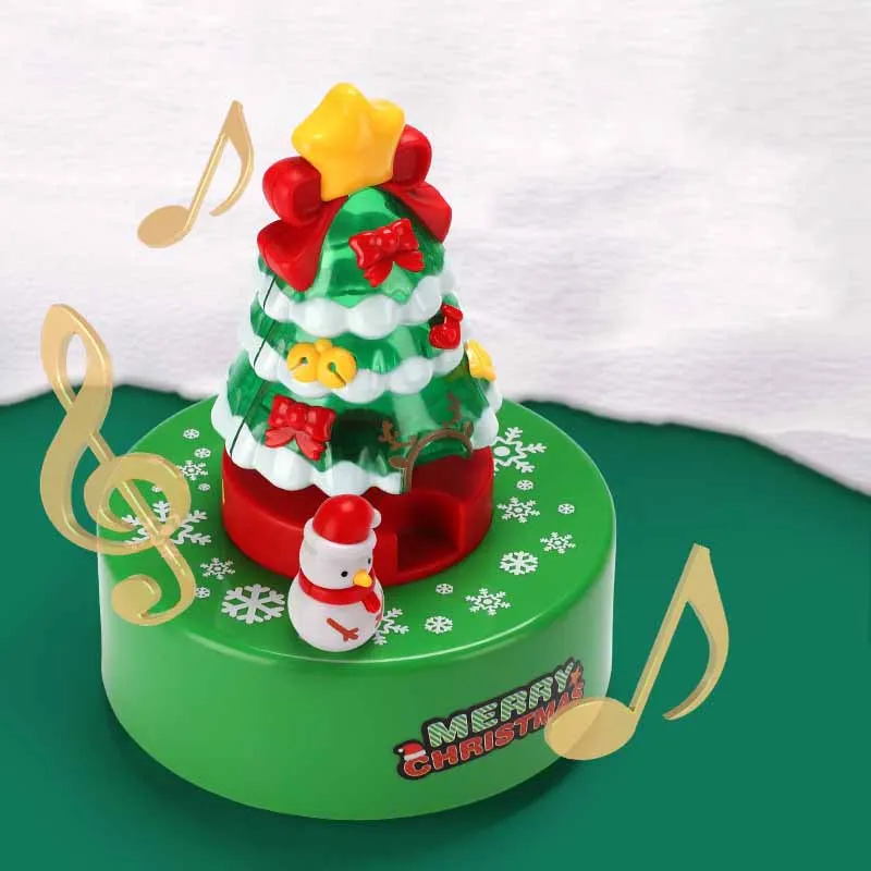 Caixa de música de árvore de Natal criativa para meninas, caixa octogonal giratória bonita, presentes princesa, brinquedos emissores de luz infantis