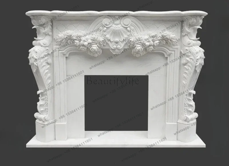 X4 Marble fireplace natural stone fireplace European carved jazz white stone fireplace cabinet