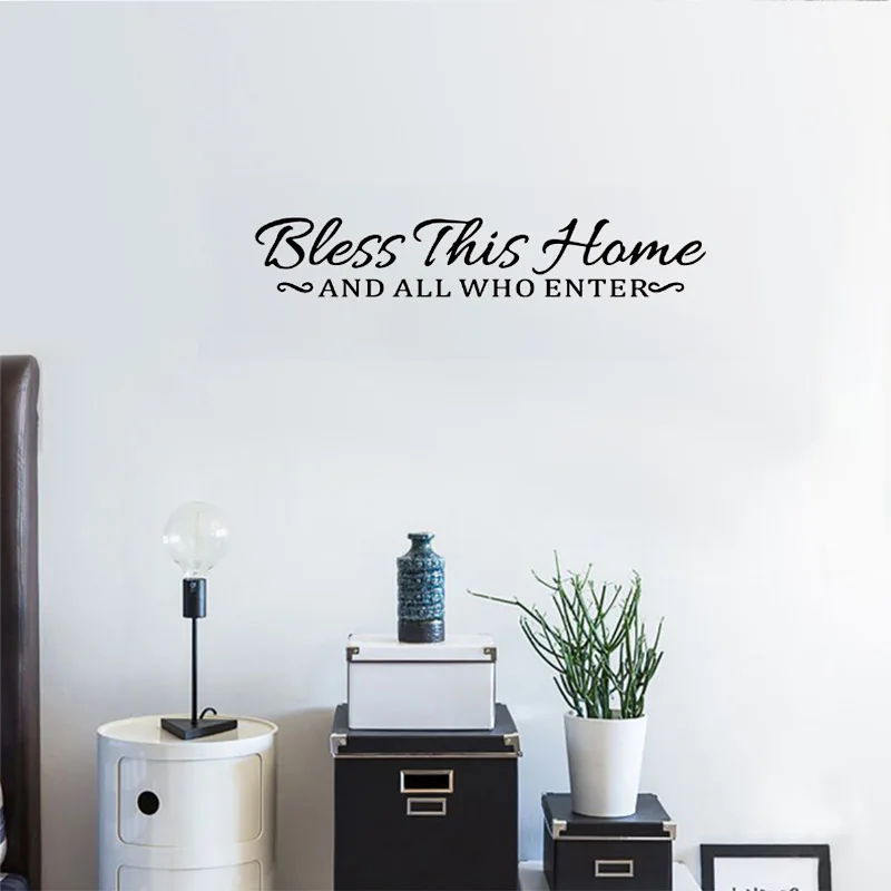 Bless This Home And All Who Enter Wall Stickers Home Decor Vinyl Wall Decals Living Room Family Quotes Sayings Stickers PVC