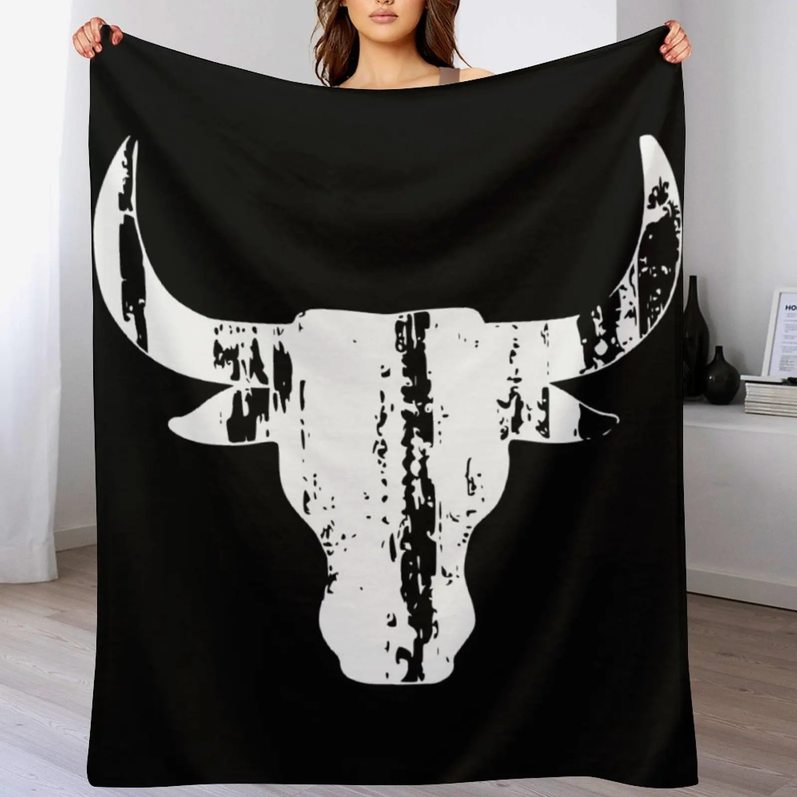 bull head horns vintage Throw Blanket Sofas Soft Blankets