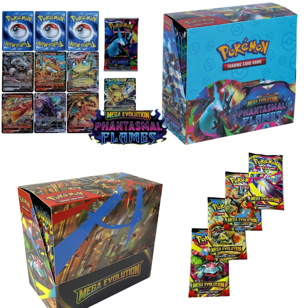 Nieuwe 40-360 stks/set Pokemon Kaart MEGA EVOLUTION Phantasmal Vlammen Engels Booster Battle Card Anime Fans Kinderen Verjaardagscadeau speelgoed