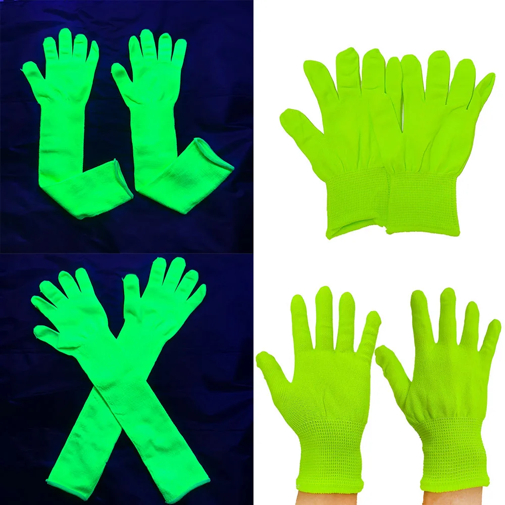 4/8/16/30pcs Green Fluorescent Gloves Glow in Blacklight UV Light Kids Adult Neon Theme Birthday Party Decoration Supplies