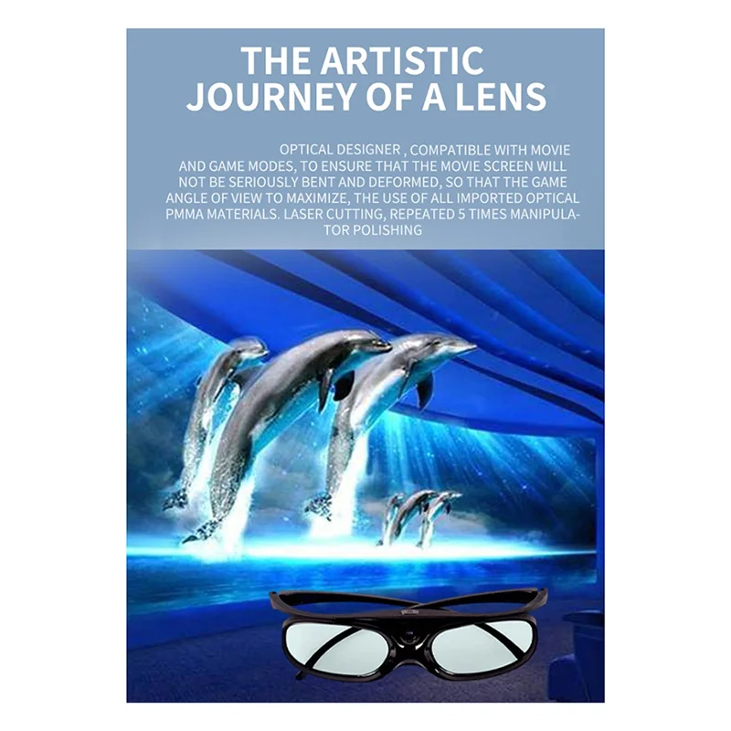 B04B-Active Shutter 3D Glasses DLP-Link USB Charging For Benq W1070 W700 For Dell Projector 3D Glasses Projector DLP