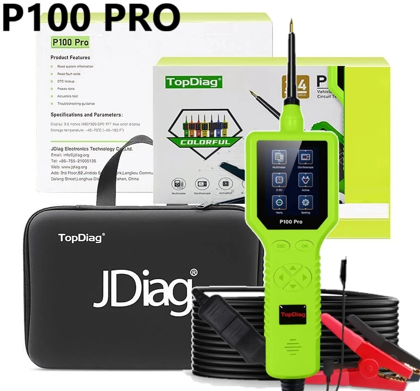 New 2024 Topdiag P100 Pro Car Electric Circuit Tester Probe Car Diagnosis 12V 24V Battery Tester Automotive Diagnostic Tool