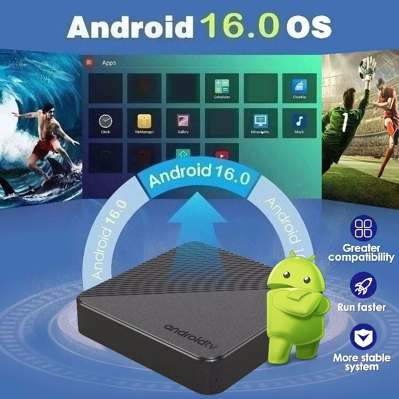 T1 Android 16 Smart TV Box Bluetooth 6.0 Rockchipp 3518 8K Ultra 2.4G 5G Dual Wifi Multi Language Streaming Media Player TV Box