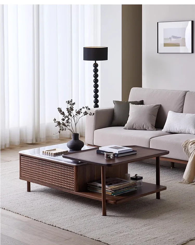 

Журнальный столик в скандинавском антикварном стиле из массива дерева, минималистичный квадратный столик для дома