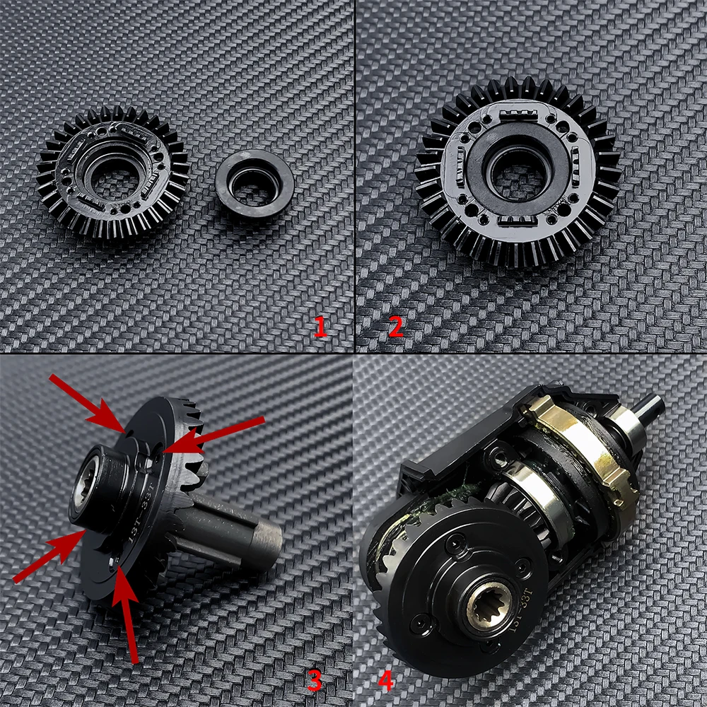 TRINOOD Stahl Vorder- und Hinterachse Differential Diff Gear Drive Kegelradsatz für 1/7 T-RAXXAS UDR Unlimited Desert Racer Teile