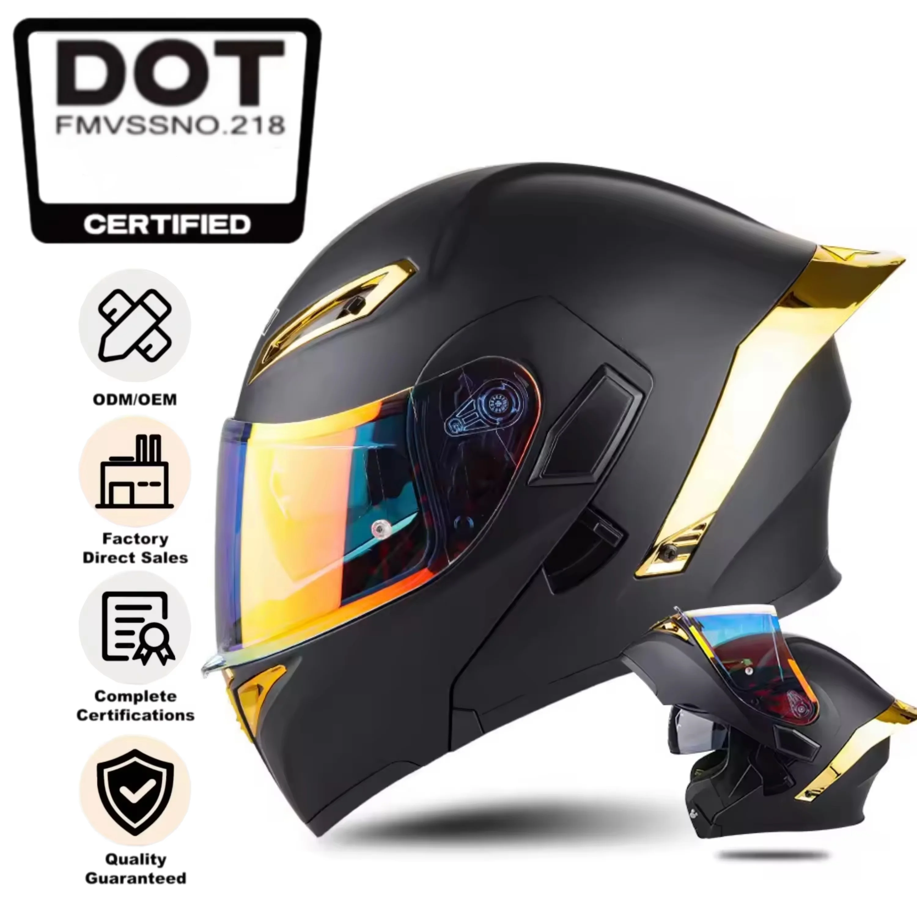 OEM ODM DOT Approved ABS Motorcycle Helmet Customized Logo Lightweight Aerodynamic Flip up Helmet for Street Racing & Touring