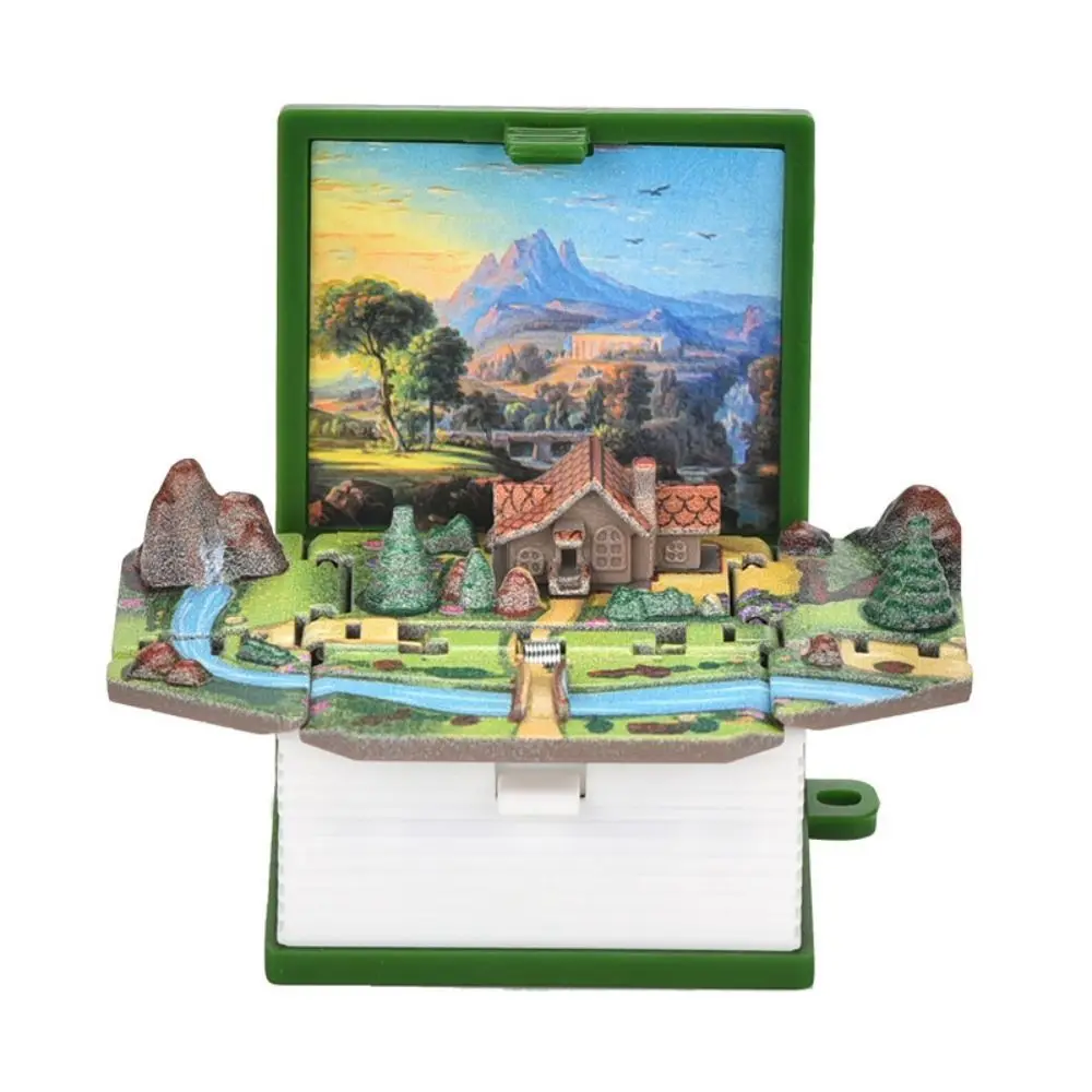 Fashion 3D 3D Mini Fold Book Keychains Plastic Christmas Santa Fold Book Castle Cottage Key Holder