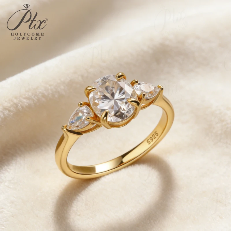 

Кольцо с муассанитом 4 карата, овальной/грушевидной огранки, цвет D, чистота VVS1, из серебра 925 пробы с покрытием из 18-каратного золота, классическое, свадебное, высокое качество