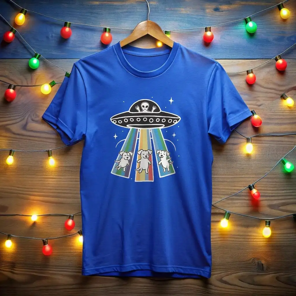 Beam Me Up Pups Alien Dog Abduction Ufo Lover Heavy Cotton T Shirt