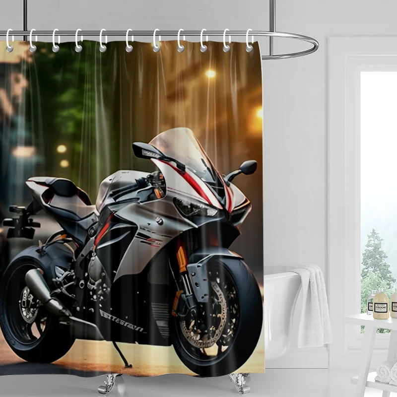 Car Cartoon Shower Curtain Waterproof Bathroom Curtain Bathroom Partition Curtain Universal Home Decor Ins Style