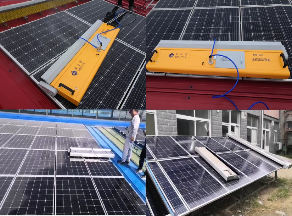 High Efficiency Remote Control Solar Pv Panel Automatic Cleaning Washing Robot Machine Rolling Brush Cleaner For  Panels