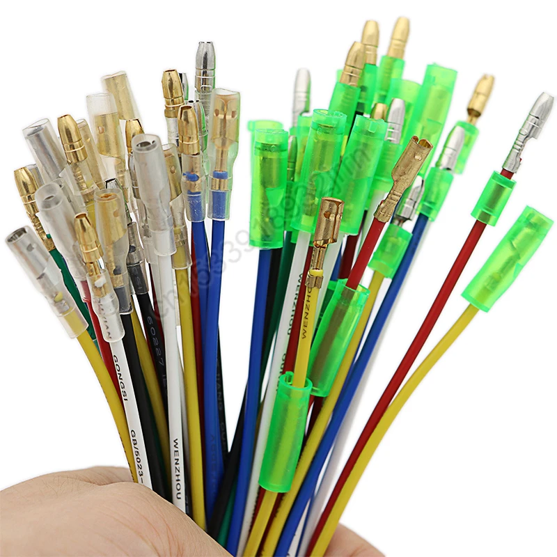 10Pcs 4.0 Bullet Crimp terminal With Transparent/Green Protective Sheath and 16cm Wire  Diameter 4mm Female Male Connectors