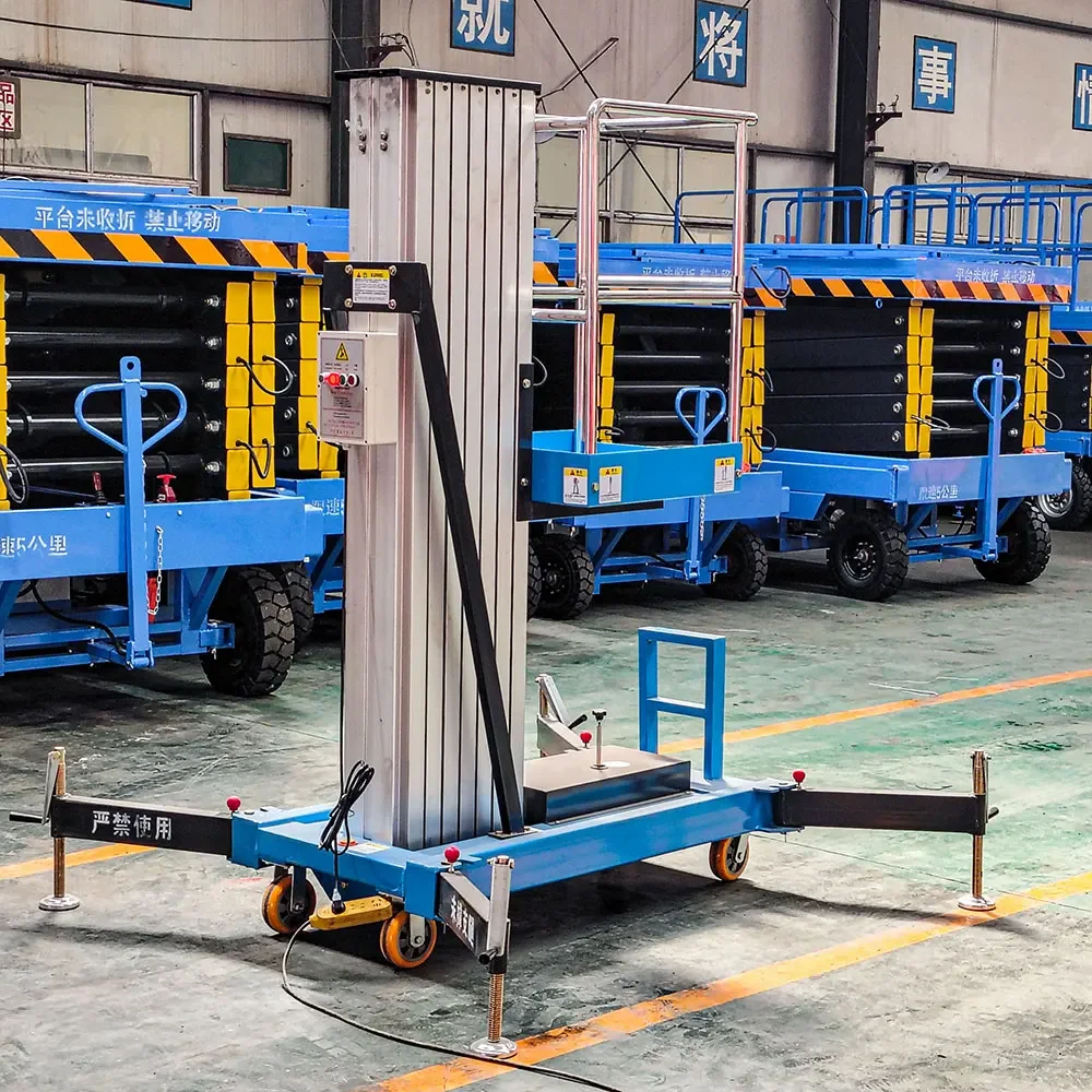 Manufacturer Electric Vertical Mast Aluminum Alloy Elevating Platform Man Lift Table Hydraulic Single Mast Lift Platform
