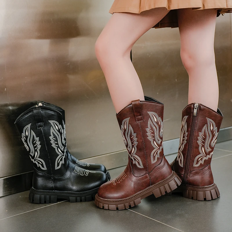 

Autumn/Winter New Girls' Elegant Thick Soled Comfortable Knight Boots Fashionable Round Headed Princess Midsole Children's Boots