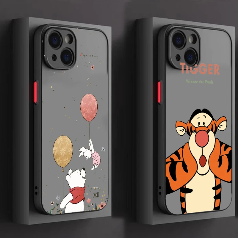 

Winnie The Pooh Cartoon Frosted Translucent For Apple iPhone 15 14 13 12 11 XS XR X 8 7 SE Pro Max Plus Mini Cover Phone Case