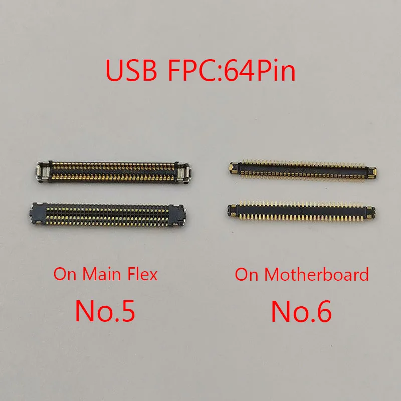 5-10pcs 64 54 40 34 Pin USB Charger Charging Port FPC Connector On Board For Samsung Galaxy A50 A505 A505F FN/DS LCD Screen Flex