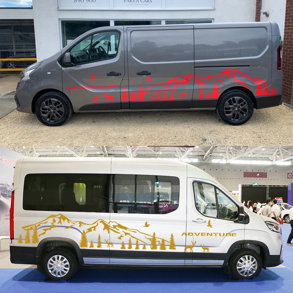 Car Door Side Stickers Camper Van Mountain Graphics Vinyl Film Decals For Renault Trafic 2 3 MK3 MK2 MK1 Tuning Accessories view 3