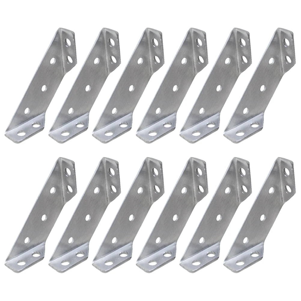 

12pcs Trapezoid Angle Bracket Right Angle Corner Brace Stainless Steel Corner Brace Silver Joint Fastener Corner Bracket