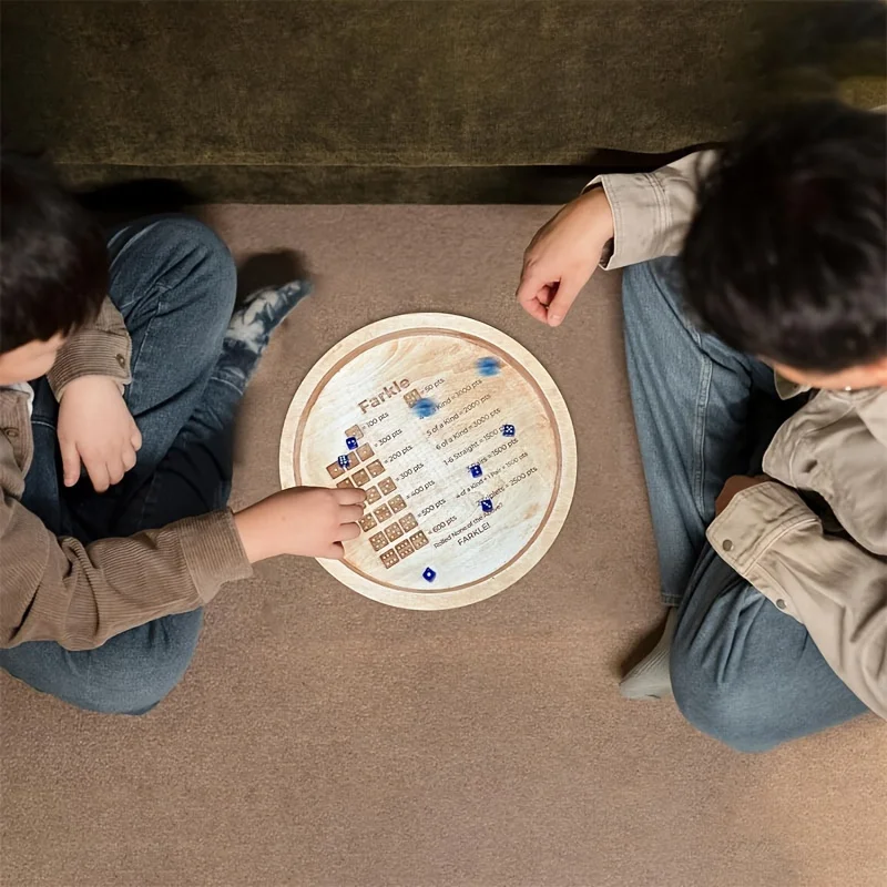 1 Wooden Farkle Dice Tray with 6 Dice - a Classic Family Party Board Game for Travel and Gatherings, Suitable for Adults to Engage in Social Activities, Perfect for Cozy Nights or Game Nights, Family Game Nights | Natural Wood Veneer | Durable Structure Oh00028-Fro