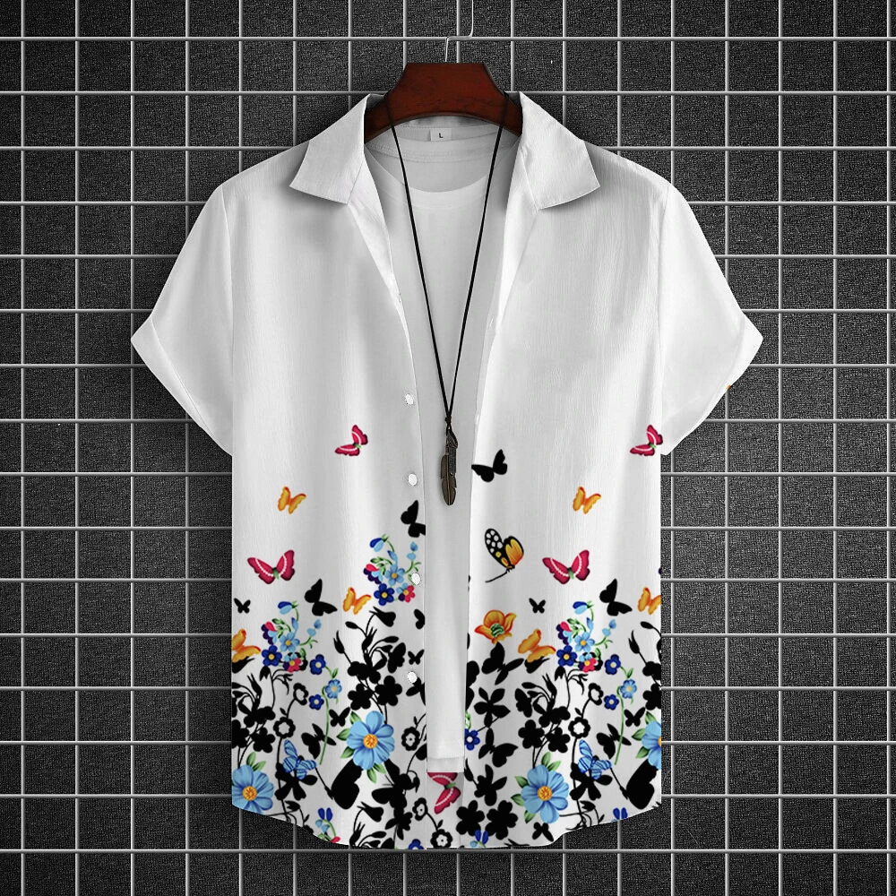 Men\'s Hawaiian Shirts 3D Print Chinese Painting Style Graphics Fashion Button Short Sleeve Lapel Streetwear Classic shirt Summer