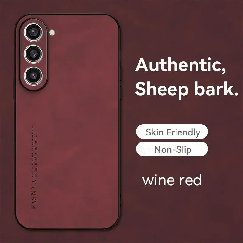 Luxury Sheepskin Leather Case for Samsung Galaxy S24 S23 FE Ultra Plus S22 S21 S20 S10 Note 20 Note 10 Lite 5G Retro Back Cover