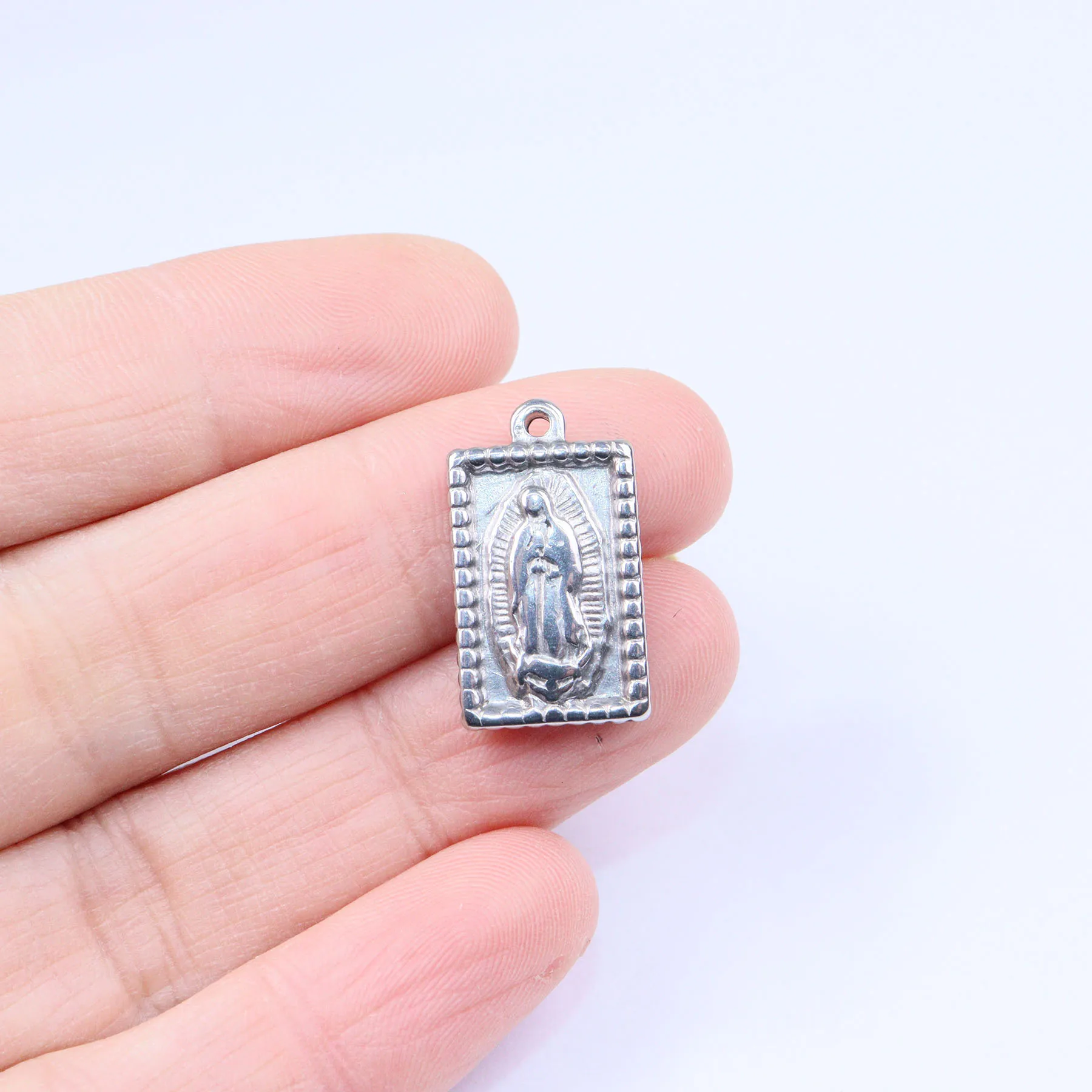 5pcs 12*18mm Wholesale Stainless Steel High Quality Jesus Charms Pendant DIY Necklace Earrings Bracelets Unfading 2 Colors
