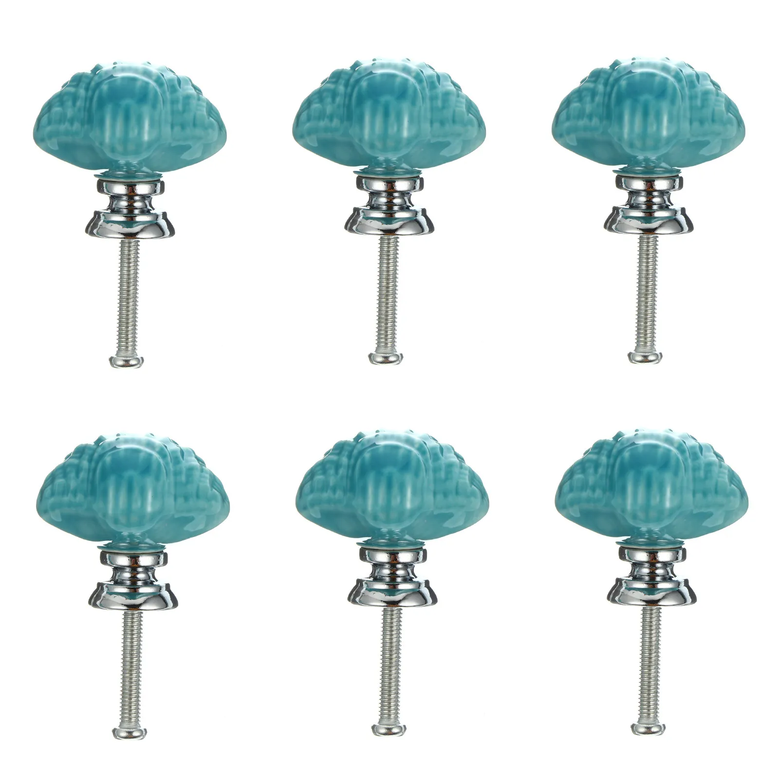 Ceramic Shell Cabinet Knobs 6 Piece Cartoon Drawer Pull Handles for Wardrobe Cupboard Dresser Door Decor
