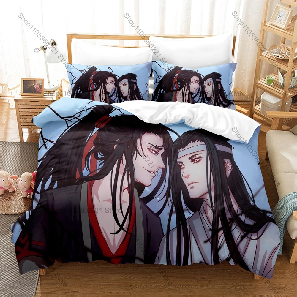 Personality Mo Dao Zu Shi Anime Bedding Set New Printed Duvet Cover Set Bed Linen for Wei Ying Lan Zhan Fans Home Bedroom Decora