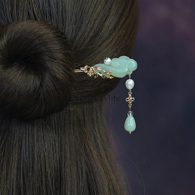 

Hairpin Ancient style tassel Xiuyu hairpin Xianqi Hanfu headdress Simple modern disc hair